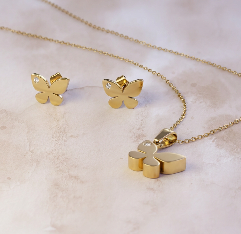 Collar y Aros Mariposas